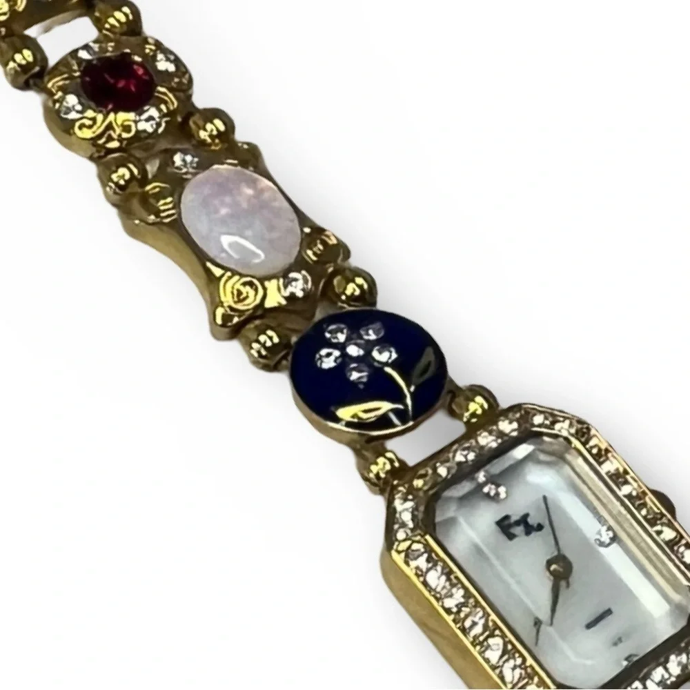 Vintage Franz Xavier Watch with Enameled and Jeweled Band